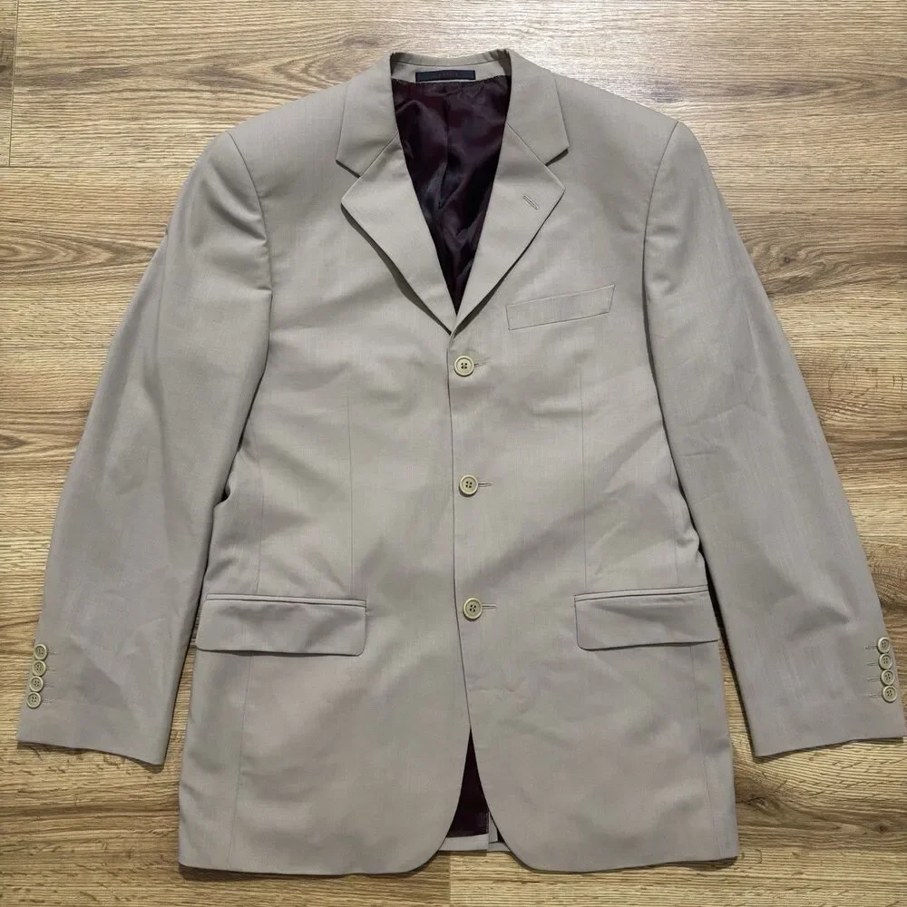 Ted Baker Endurance Suit Mens 38R Pants 32x32 Beige 100% Wool Classic Designer